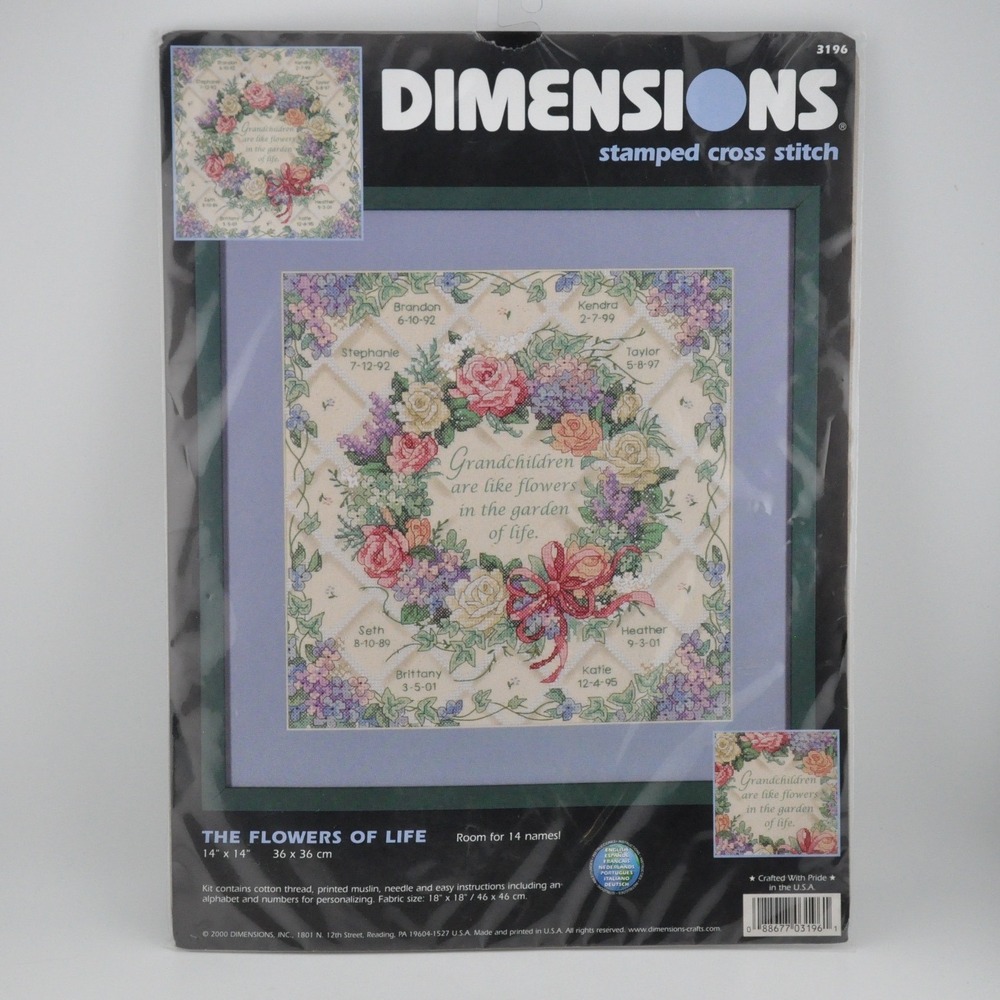 Dimensions Stamped Cross Stitch Kit 14x14 Multicolor NEW Flowers Life 3196